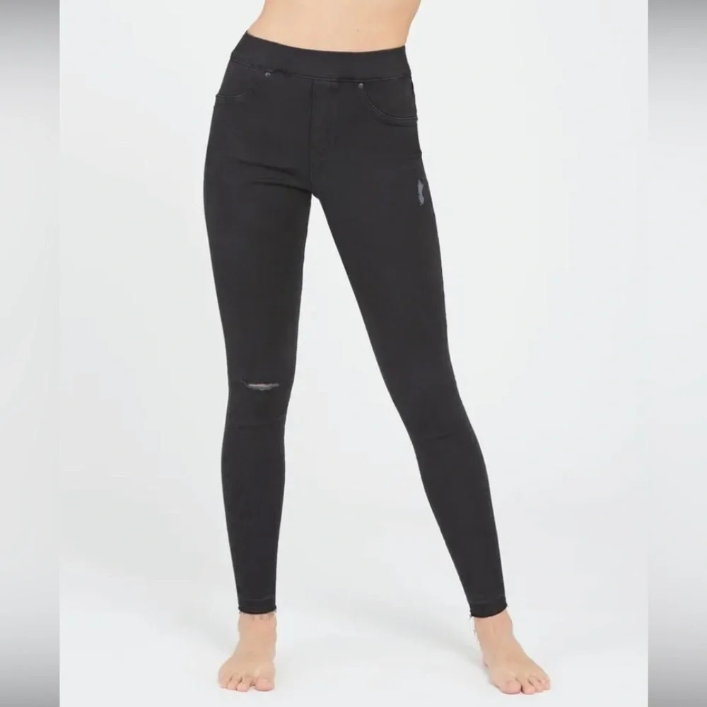 Spanx|| Vintage Distressed Ankle Skinny Jeans In Black Size Medium